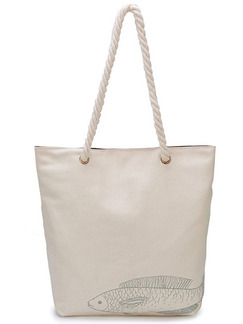 Cream Canvas Shopping Shoulder Tote Hand Bag
