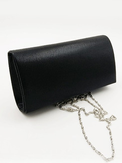 Black Leatherette Evening Chain Handle Purse Clutch Bag