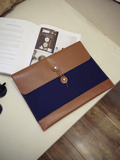 Brown Blue Leatherette Clutch Purse Bag