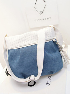 White Blue Canvas Shoulder Crossbody Bag On Sale
