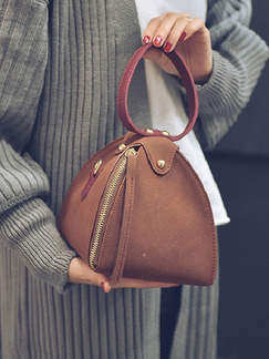 Brown and Red Suede Hand Bag