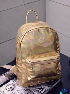 Golden Patent Leather Metallic Backpack Bag