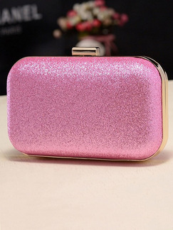 Pink Leatherette Chain Handle Cute Evening Shoulder Clutch Purse Bag
 On Sale