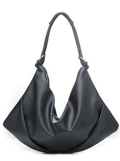 Black Leatherette Hobo Shoulder Hand Bag