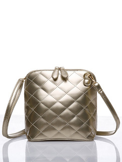 Silver Leatherette Metallic Quilted Shoulder Crossbody Bag