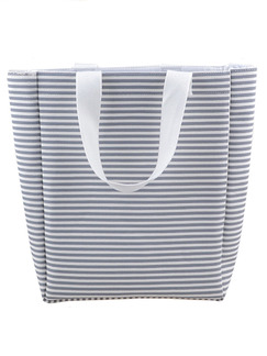 Grey and White Canvas Shopping  Shoulder Hand Tote Bag On Sale