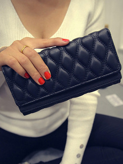 Black Patent Leather Quilted Evening Wallet Bag