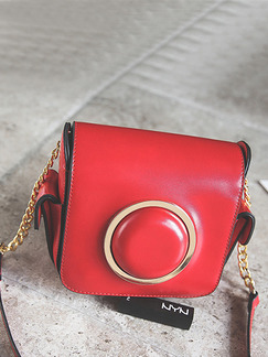 Red Leatherette Chain Handle Shoulder Crossbody Bag