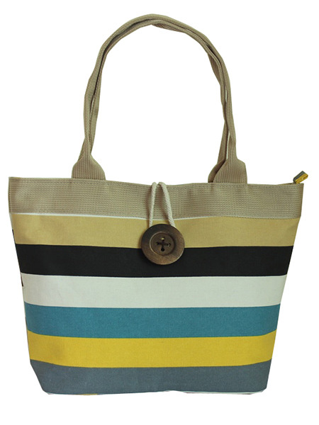 Stripe Colorful Canvas Beach Shoulder Tote Bag