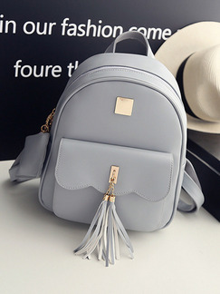 Grey Leatherette Backpack Bag