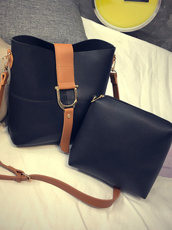 Black and Brown Leatherette  Shoulder Crossbody Bag