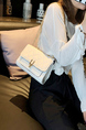 White Leatherette Chain Handle Satchel Bag