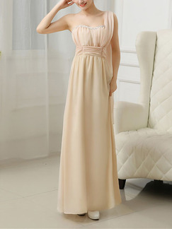 Champagne Sequin Floor Long Length One Shoulder Gowns Dress for Bridesmaid Prom