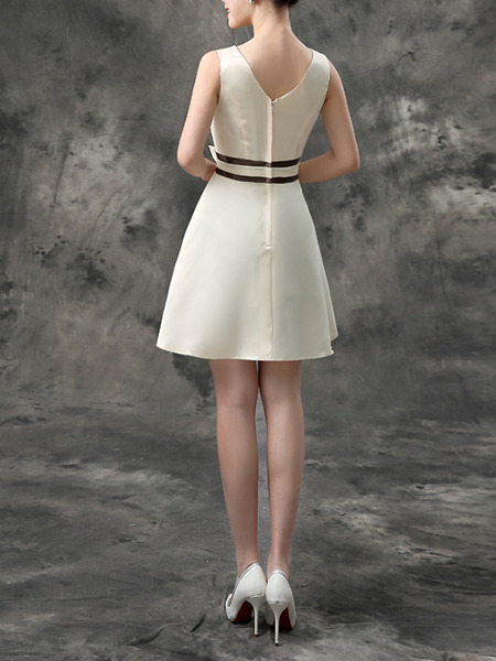 Champagne Short To Knee V Neck Dress Champagne Short To Knee V Neck Dress