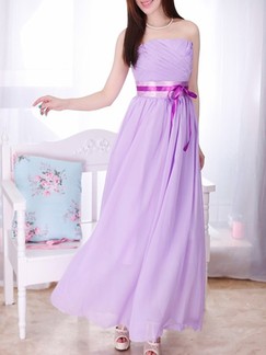 Purple Strapless Maxi Dress for Bridesmaid Prom