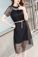 Black Shift Knee Length Lace Dress for Casual Evening