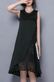 Black Shift Knee Length Plus Size Dress for Casual Evening Party