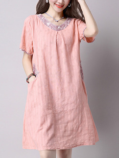Pink Shift Plus Size Above Knee Cute Dress for Casual Party
