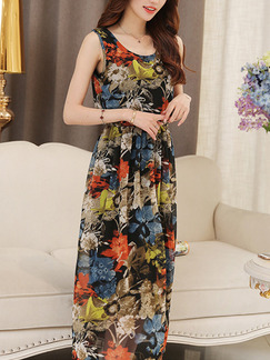 Colorful Maxi Plus Size Dress for Casual Party