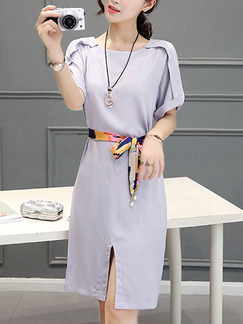Grey Shift Knee Length Plus Size Dress for Casual Office Evening
