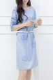 Blue Shift Knee Length Plus Size Dress for Casual Party Evening