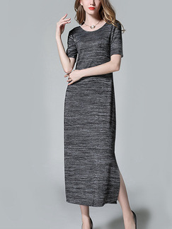 Grey Shift Midi Dress for Casual Party Evening