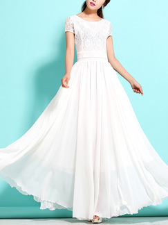 White Maxi Plus Size Lace Dress for Evening Cocktail Prom Ball