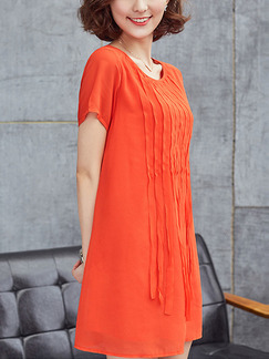 Orange Shift Above Knee Plus Size Dress for Casual Party Evening