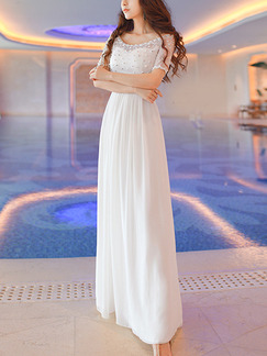 White Maxi Plus Size Dress for Beach Bridesmaid Ball