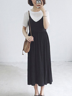 Black Slip Midi Dress for Casual
