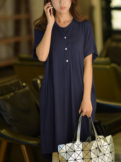 Blue Shift Knee Length Dress for Casual Office Evening