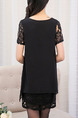 Black Shift Above Knee Plus Size Lace Dress for Casual Party Evening