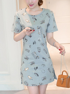 Grey Shift Above Knee Plus Size Dress for Casual Party