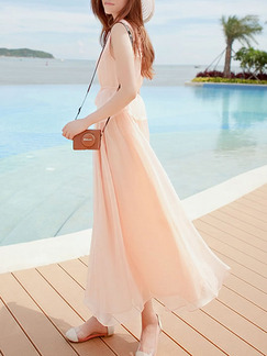 Pink Shift Maxi Cute Plus Size Dress for Casual Party Beach