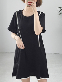 Black Shift Above Knee T-Shirt Dress for Casual Party Office