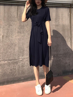 Blue Shift Knee Length Dress for Casual Party Office