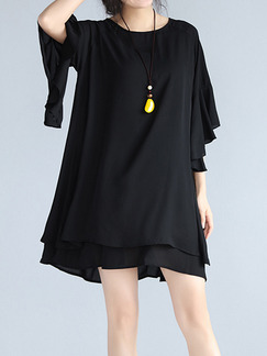 Black Shift Above Knee Dress for Casual Party Evening