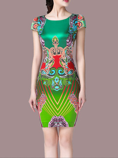 Colorful Bodycon Above Knee Plus Size Dress for Casual Party