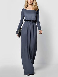 Grey Maxi Plus Size Long Sleeve Dress for Ball Evening Cocktail