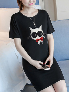 Black Shift Above Knee Plus Size Cute Dress for Casual Party