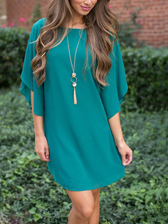 Green Shift Above Knee Plus Size Dress for Casual Party Evening