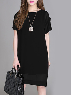 Black Shift Above Knee Plus Size Dress for Casual Party Evening Office