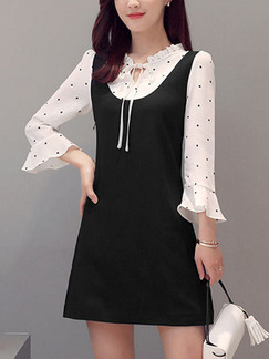 Black and White Shift Above Knee Dress for Casual Office Evening Party