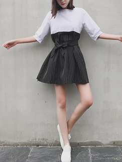 Black and White Shift Above Knee Dress for Casual Party