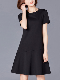 Black Shift Above Knee Plus Size Dress for Casual Party Office
