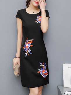 Black Sheath Above Knee Plus Size Dress for Casual Office Evening