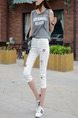 White Three Quarter Pants for Casual Office