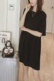 Black Shift Above Knee Plus Size Dress for Casual Office Evening Party
