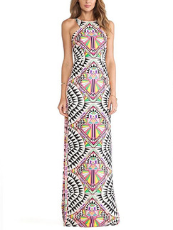 Colorful Bodycon Maxi Halter Plus Size Dress for Cocktail Ball