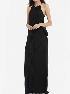 Black Maxi Halter Plus Size Dress for Cocktail Ball Prom